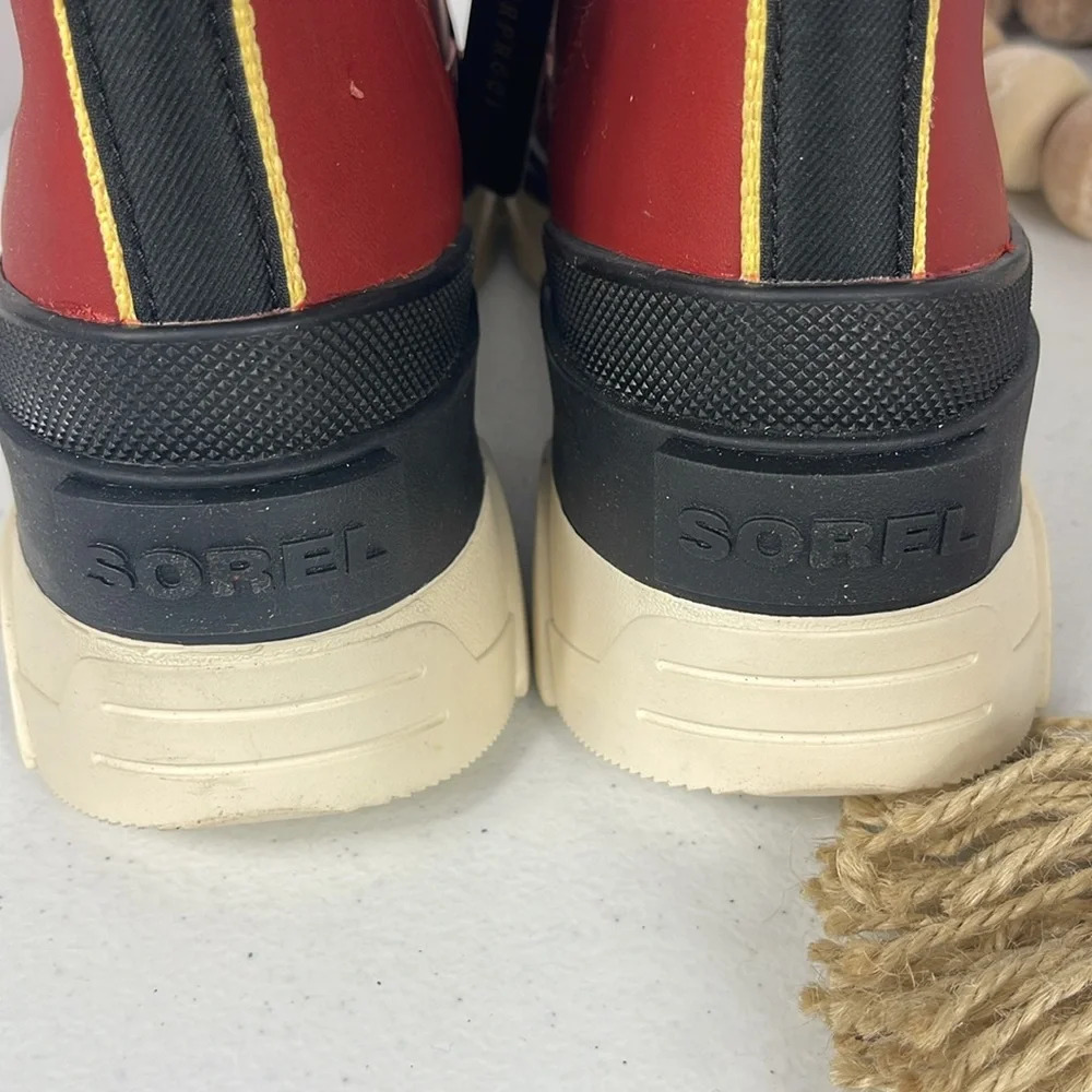 Sorel Boots Womens Brex Lace-Up Red Black Waterproof Bootie Modern Chunky Heel - Picture 5 of 11